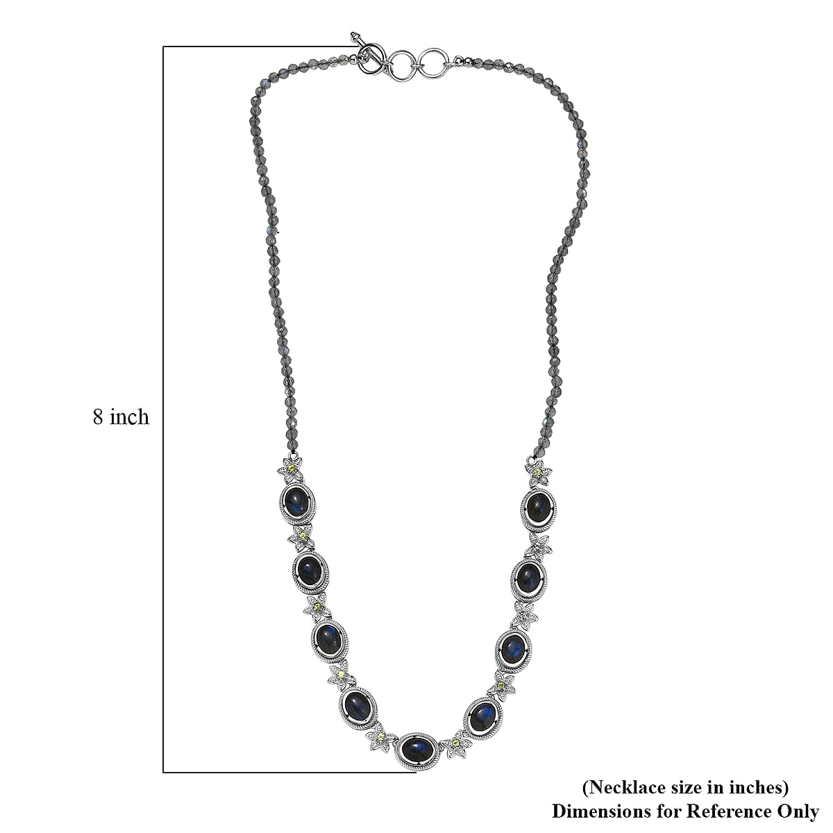 EverTrue AAA Malagasy Labradorite and Hebei Peridot 23.10 ctw Necklace in Platinum Bond 18 Inches image number 5