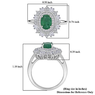 D'Joy Premium Kagem Zambian Emerald and Moissanite 2.00 ctw Ring in Rhodium Over Sterling Silver (Size 10.0)