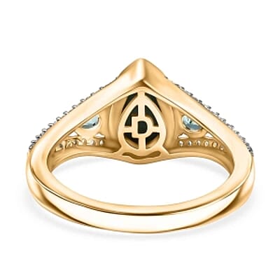 D'Joy Sleeping Beauty Turquoise, Multi Gemstone 2.42 ctw Ring in 18K Vermeil Yellow Gold Over Sterling Silver (Size 9.0)