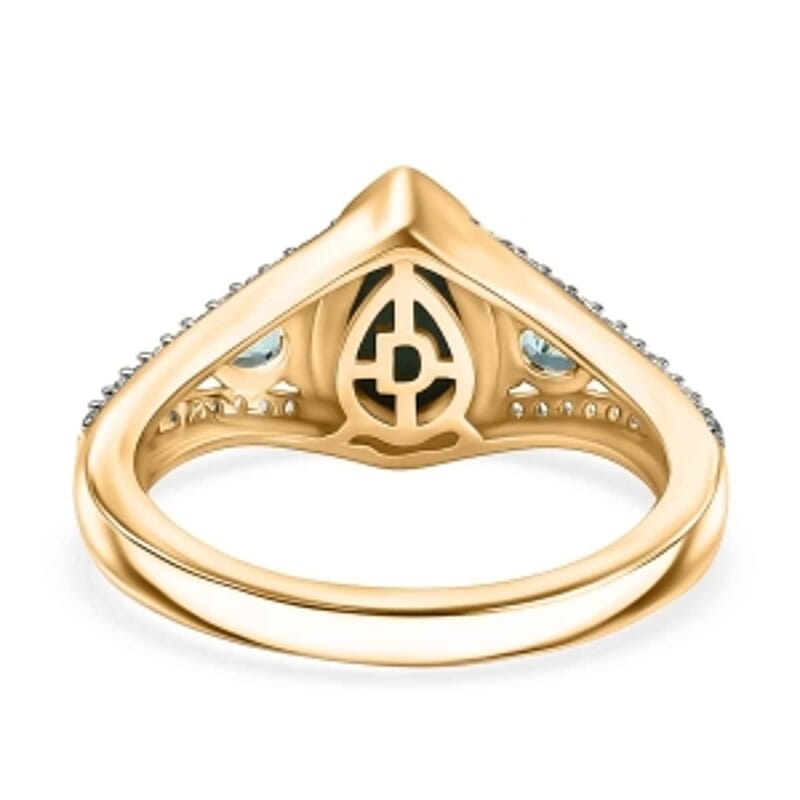 D'Joy Sleeping Beauty Turquoise, Multi Gemstone 2.42 ctw Ring in 18K Vermeil Yellow Gold Over Sterling Silver (Size 9.0)