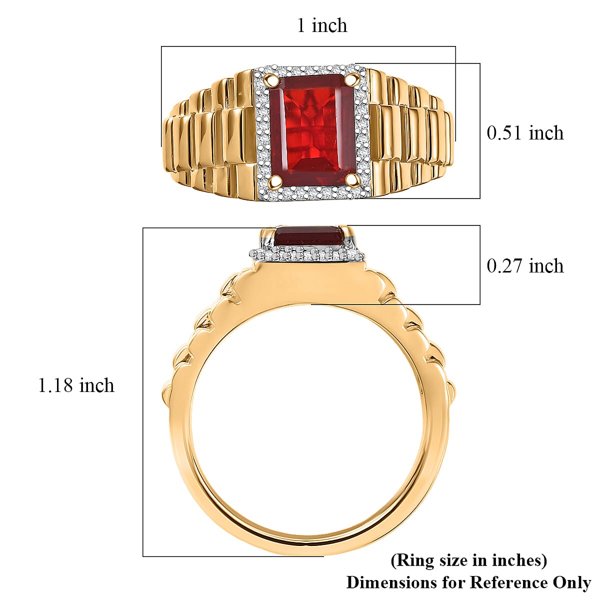 D'Joy Mexican Cherry Fire Opal, Moissanite Men's Ring in 18K Vermeil YG Over Sterling Silver (Size 10.0) 1.70 ctw image number 5