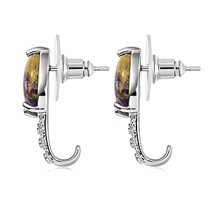 EverTrue Tasmanian Stichtite and White Zircon 5.50 ctw Earrings in Platinum Bond
