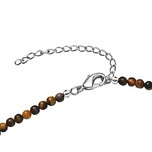 EverTrue Tasmanian Stichtite, Tigers Eye 73.40 ctw Multi Shapes Mystic Earth Link Necklace in Platinum Bond (18-20 Inches)