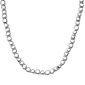 D'Joy Pebble Link Necklace in Rhodium Over Sterling Silver 32.90 Grams 18 Inches 