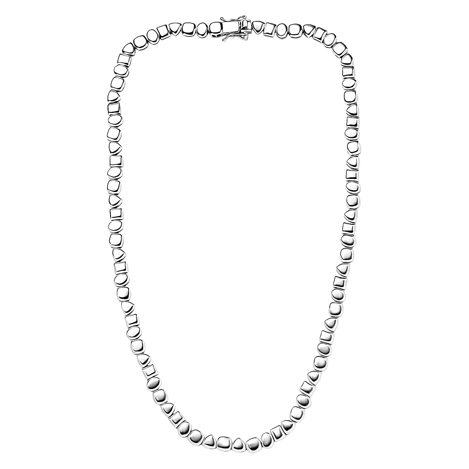D'Joy Pebble Link Necklace in Rhodium Over Sterling Silver 32.90 Grams 18 Inches