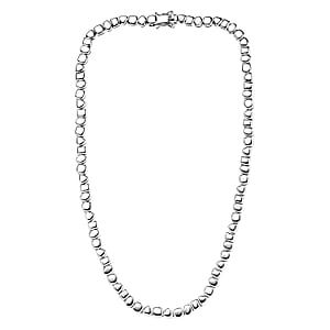 D'Joy Pebble Link Necklace in Rhodium Over Sterling Silver 32.90 Grams 18 Inches 