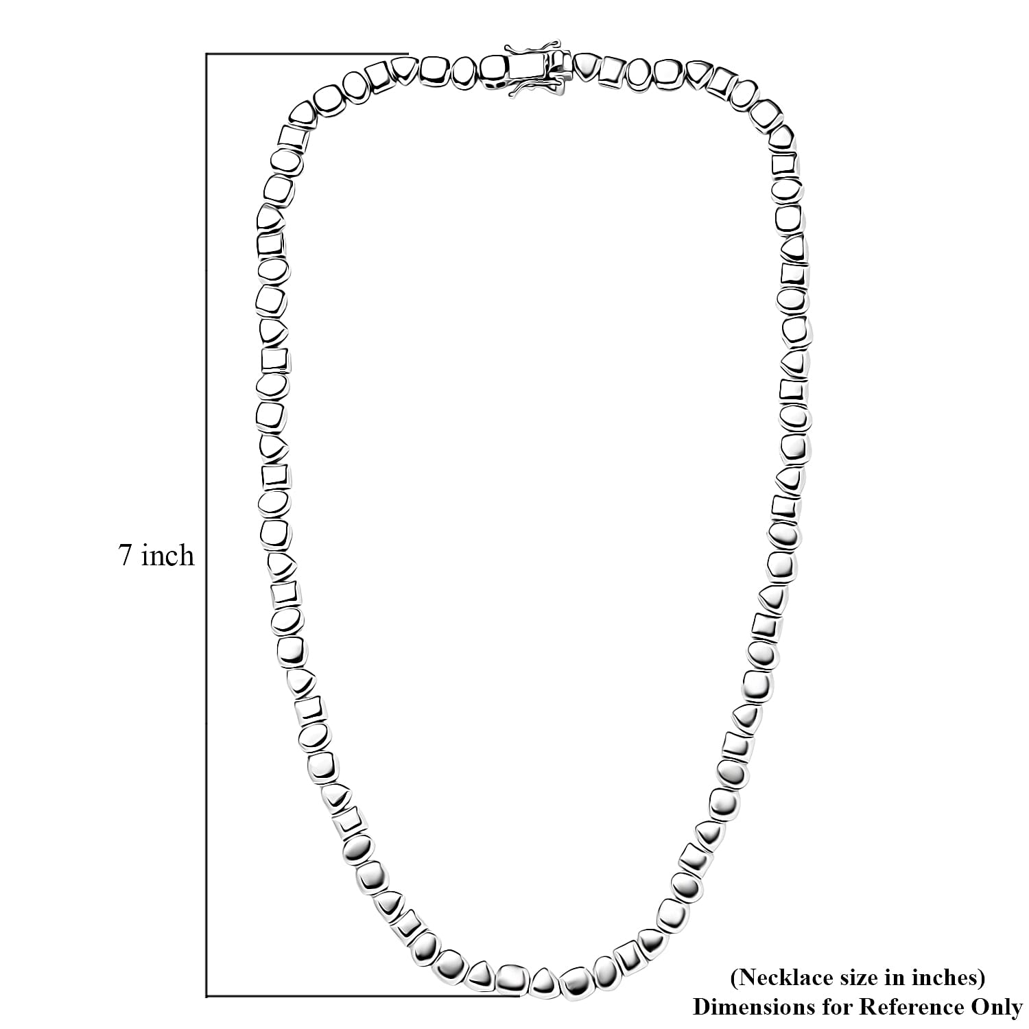 D'Joy Pebble Link Necklace in Rhodium Over Sterling Silver 32.90 Grams 18 Inches