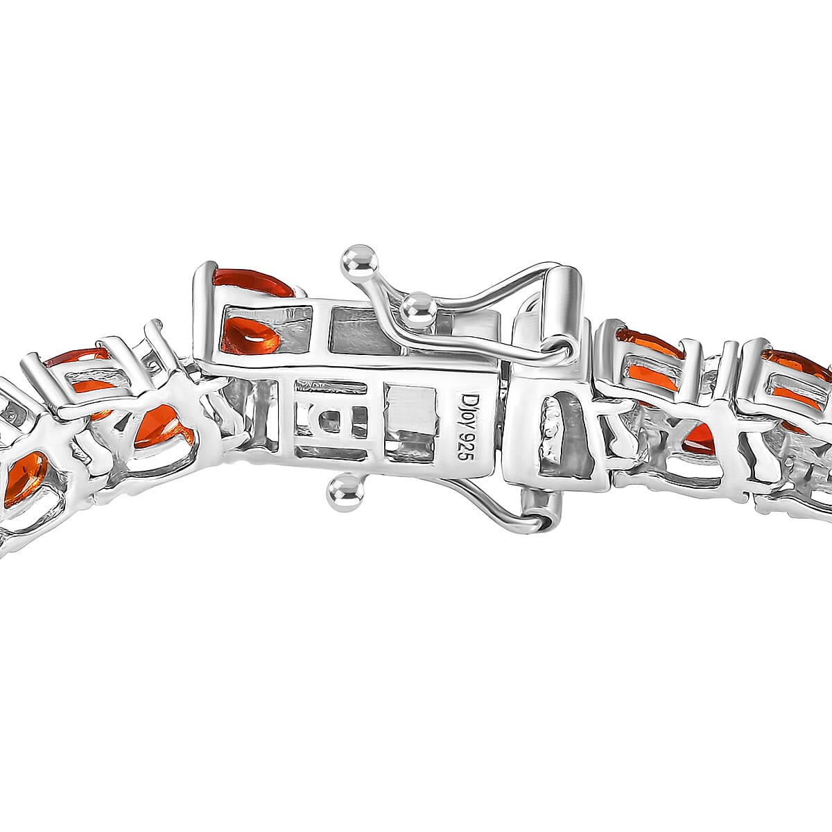D'Joy Mexican Cherry Fire Opal and Moissanite 8.65 ctw Vine of Fiery Bloom Bracelet in Rhodium Over Sterling Silver (8.00 In) image number 3