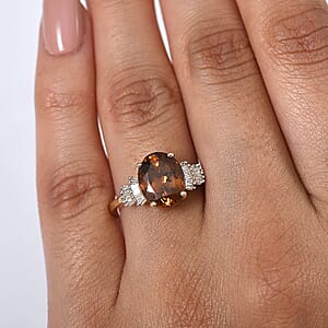 Luxoro AAA Golden Turkizite and I2 Diamond 3.75 ctw Ring in 10K Yellow Gold (Size 10.0)