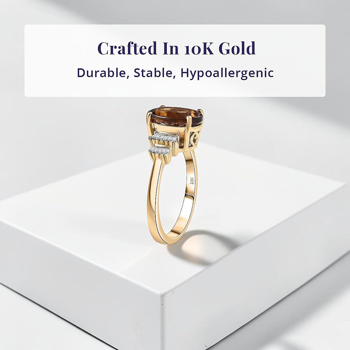 Luxoro 10K Yellow Gold AAA Golden Turkizite, Diamond (I2) Ring (Size 11.0) 3.75 ctw image number 3