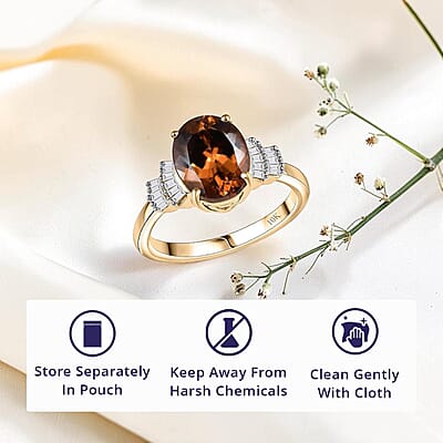 Luxoro 10K Yellow Gold AAA Golden Turkizite, Diamond (I2) Ring (Size 12.0) 3.75 ctw