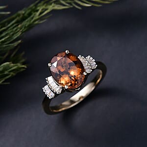 Luxoro 10K Yellow Gold AAA Golden Turkizite, Diamond (I2) Ring (Size 6.0) 3.75 ctw