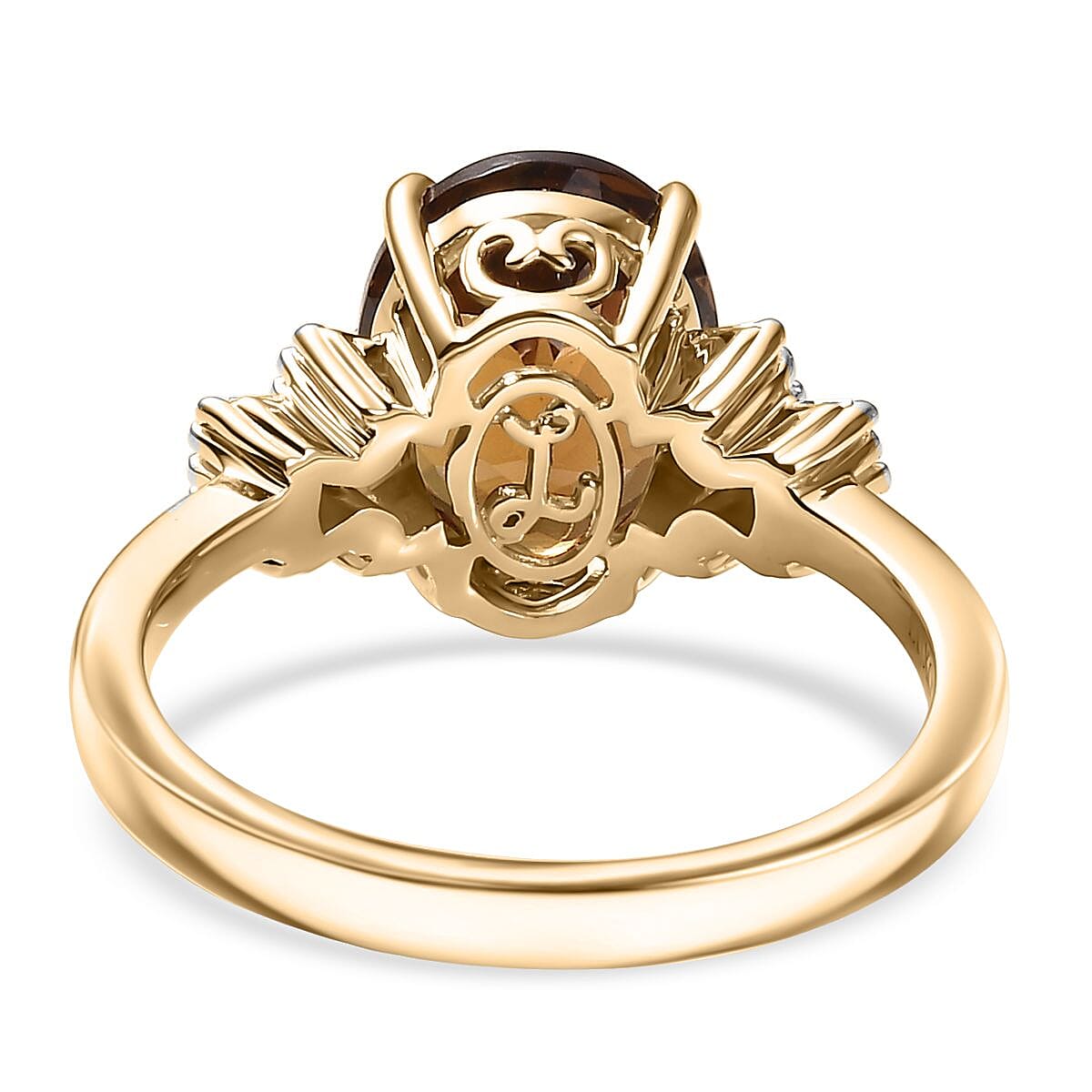 Luxoro 10K Yellow Gold AAA Golden Turkizite, Diamond (I2) Ring (Size 8.0) 3.75 ctw image number 4