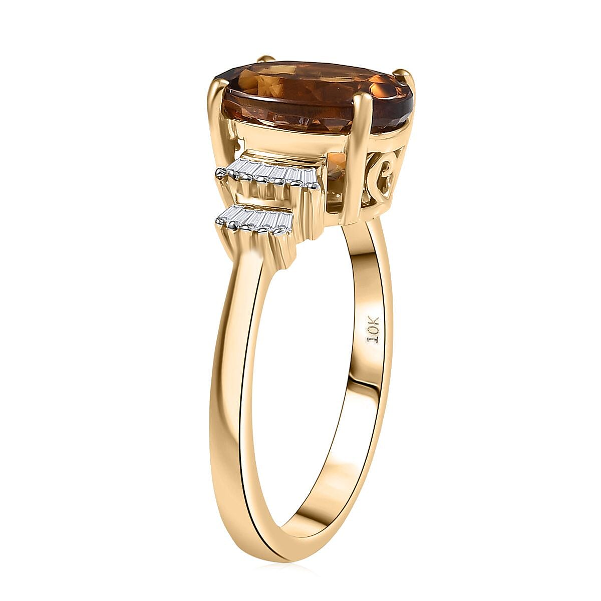 Luxoro 10K Yellow Gold AAA Golden Turkizite, Diamond (I2) Ring (Size 9.0) 3.75 ctw image number 3