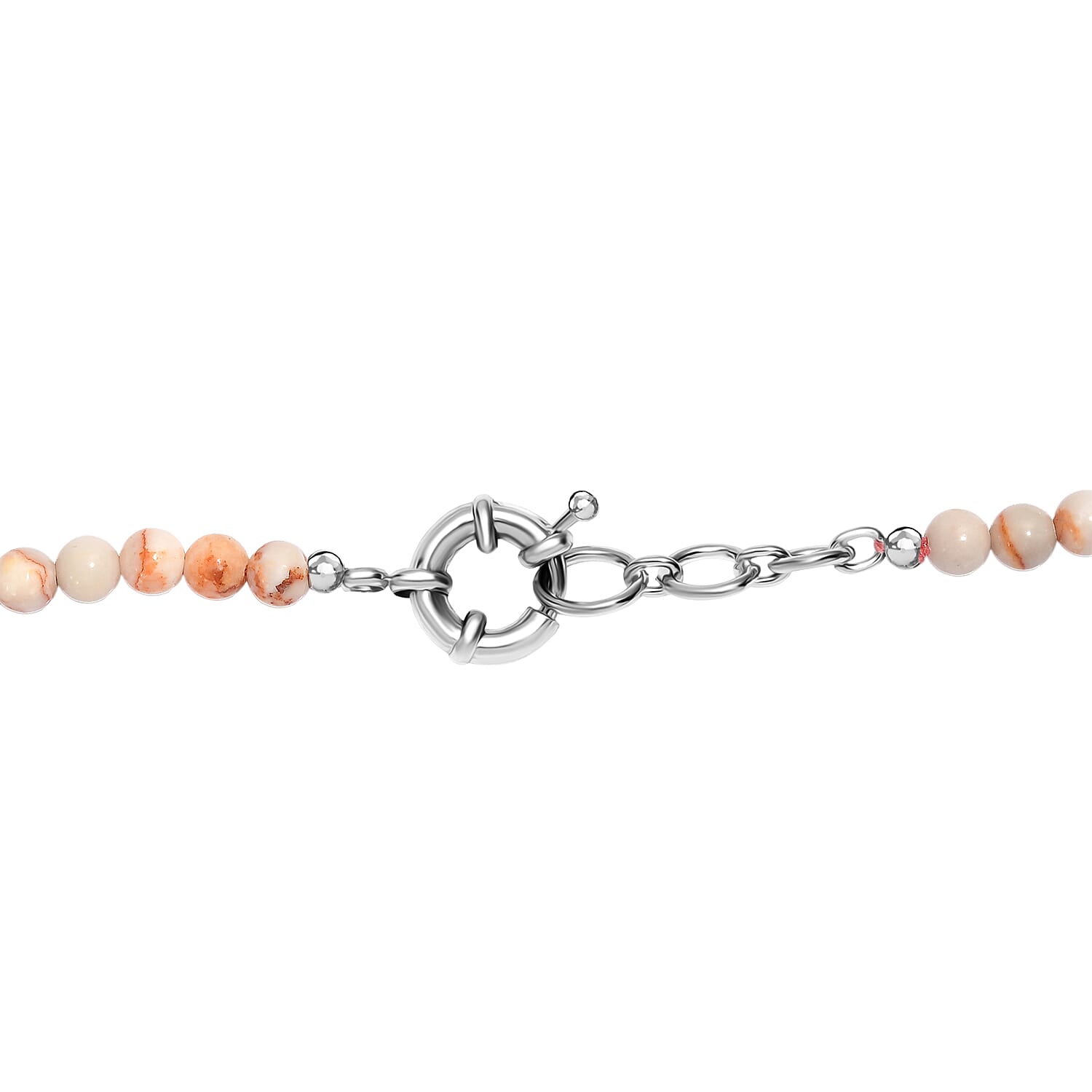 Spice Jasper and Pink Web Jasper 223.00 ctw Beaded Necklace in Platinum Over 20 Inches