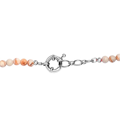 Spice Jasper and Pink Web Jasper 223.00 ctw Beaded Necklace in Platinum Over 20 Inches