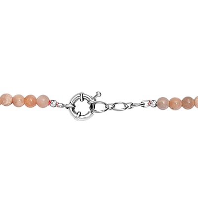 EverTrue Spice Jasper and Peach Moonstone 256.00 ctw Necklace in Platinum Bond 20 Inches 