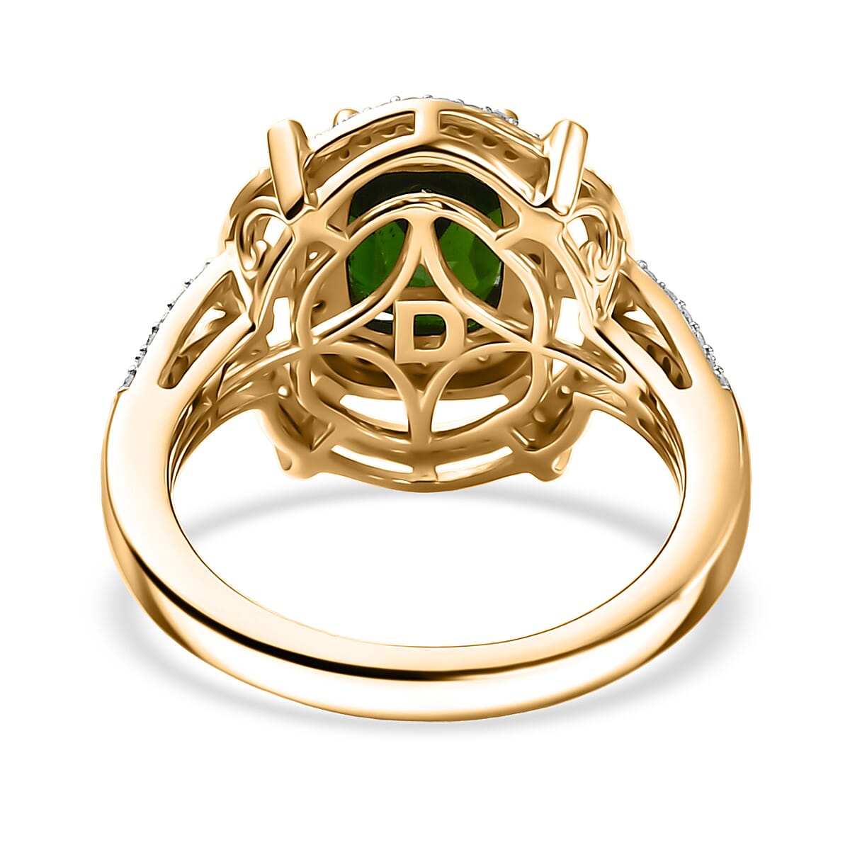 D'Joy Premium Chrome Diopside, Yellow and White Diamond 2.50 ctw Radial Architecture Ring in 18K Vermeil Yellow Gold Over Sterling Silver (Size 7.0) image number 4