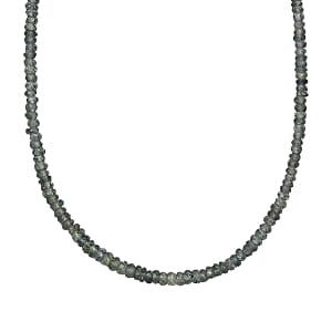 Green Sapphire 45.00 ctw Necklace in Rhodium Over Sterling Silver 18 Inches
