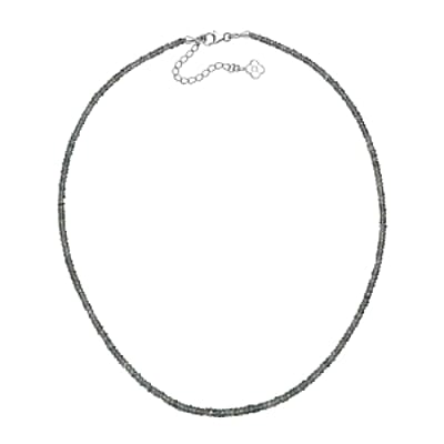 Green Sapphire 45.00 ctw Necklace in Rhodium Over Sterling Silver 18 Inches