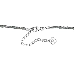 Green Sapphire 45.00 ctw Necklace in Rhodium Over Sterling Silver 18 Inches