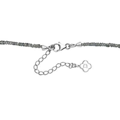 Green Sapphire 45.00 ctw Necklace in Rhodium Over Sterling Silver 18 Inches