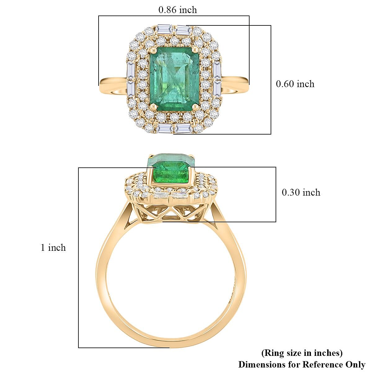 Certified & Appraised Luxoro AAA Kagem Zambian Emerald and I2 Diamond 2.20 ctw Ring in 10K Yellow Gold (Size 10.0) image number 5