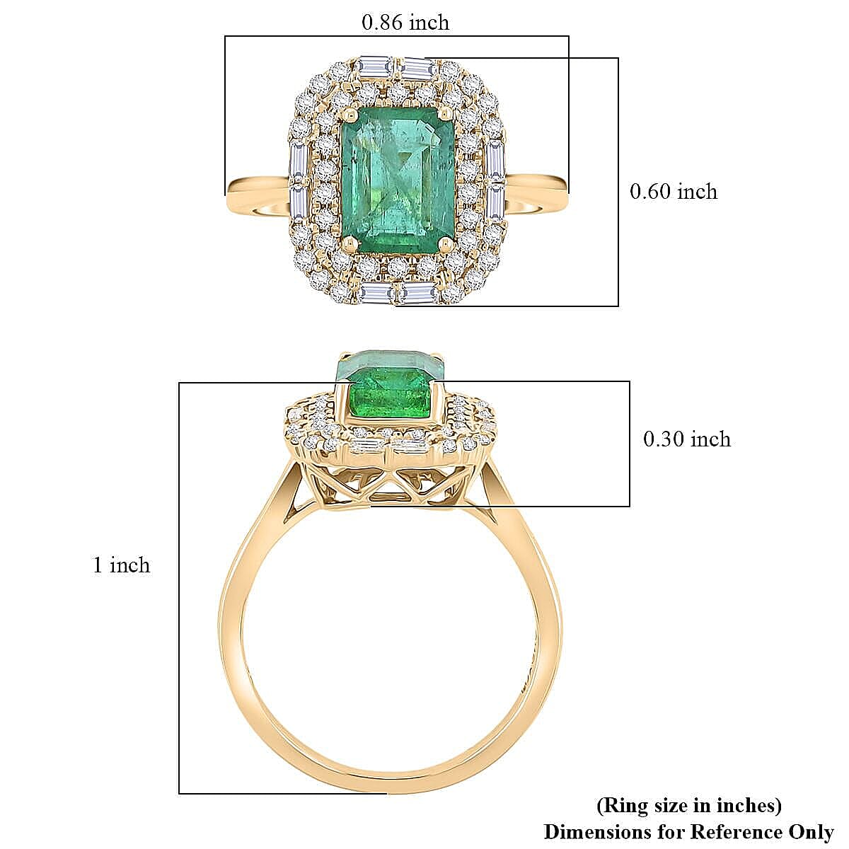 Certified & Appraised Luxoro 10K Yellow Gold AAA Kagem Zambian Emerald, Diamond (I2) (0.44 cts) Ring (Size 11.5) 2.20 ctw image number 5