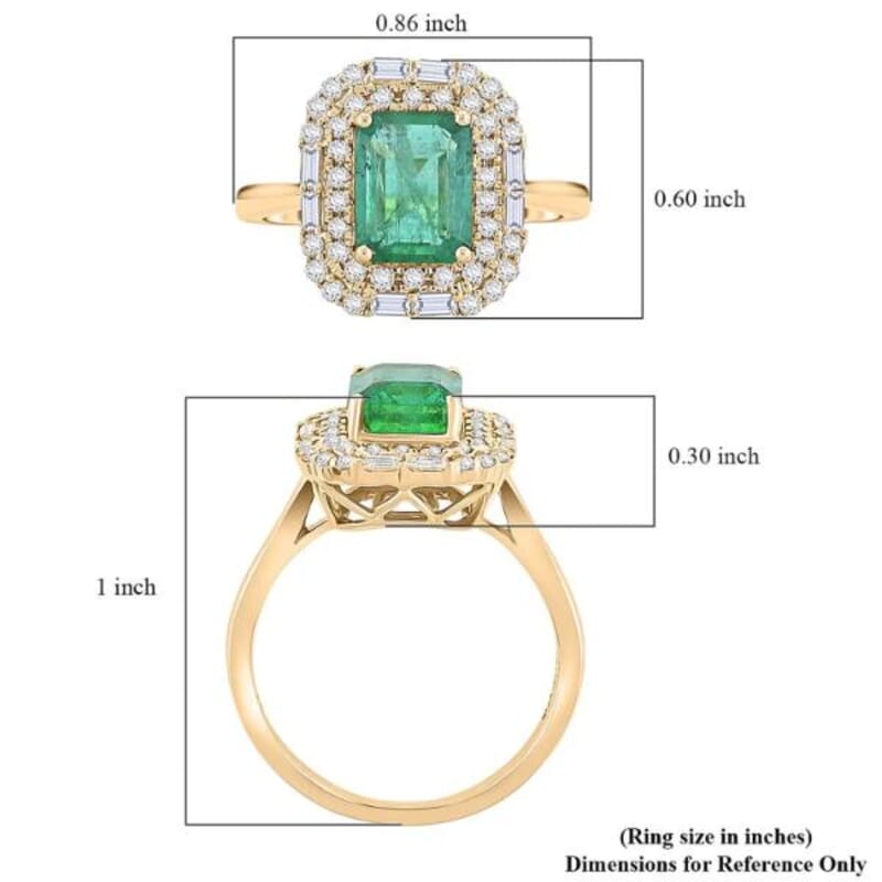 Certified & Appraised Luxoro AAA Kagem Zambian Emerald, Diamond Ring in 10K Yellow Gold 2.20 ctw (Size 6.0)