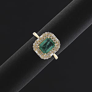 Certified and Appraised Luxoro AAA Kagem Zambian Emerald, Diamond Ring in 10K Yellow Gold 2.20 ctw (Size 9.0)
