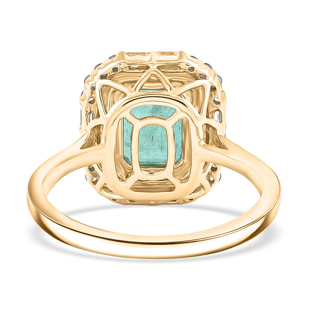 Certified & Appraised Luxoro AAA Kagem Zambian Emerald and I2 Diamond 2.20 ctw Ring in 10K Yellow Gold (Size 9.0) image number 4