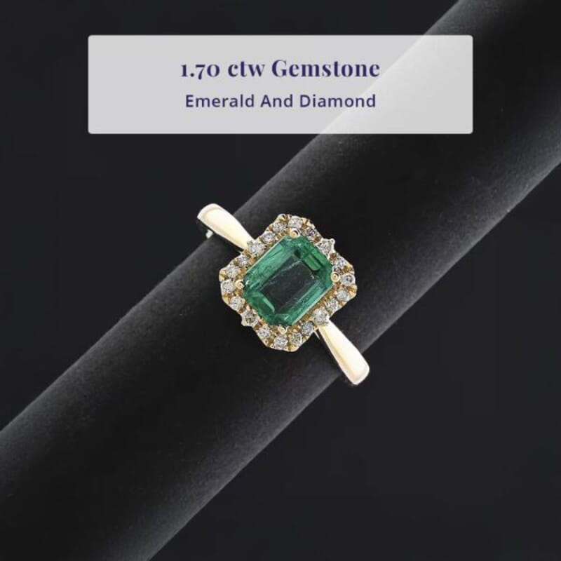 Certified & Appraised Luxoro AAA Kagem Zambian Emerald, Diamond Ring in 10K Yellow Gold 1.70 ctw (Size 10.0)