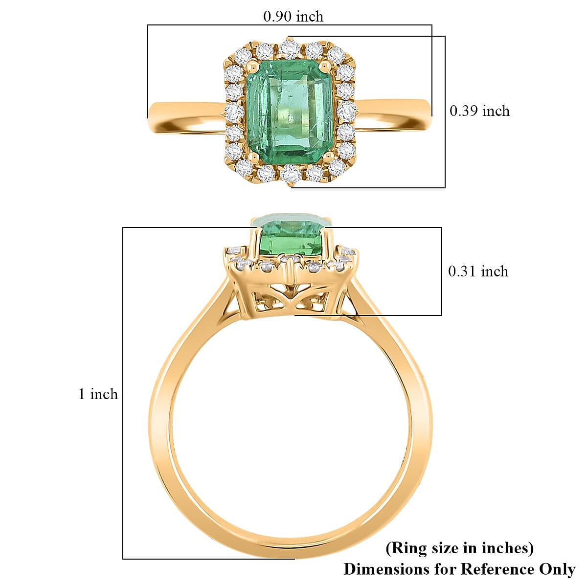 Certified & Appraised Luxoro AAA Kagem Zambian Emerald and I2 Diamond 1.70 ctw Ring in 10K Yellow Gold (Size 10.0) image number 5