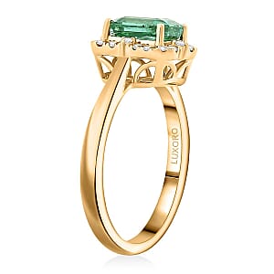 Certified Luxoro AAA Kagem Zambian Emerald, Diamond Ring in 10K Yellow Gold 1.70 ctw (Size 5.0)
