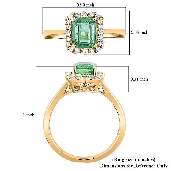 Certified & Appraised Luxoro AAA Kagem Zambian Emerald, Diamond Ring in 10K Yellow Gold 1.70 ctw (Size 6.0)