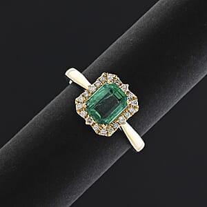 Certified Luxoro AAA Kagem Zambian Emerald, Diamond Ring in 10K Yellow Gold 1.70 ctw (Size 8.0)