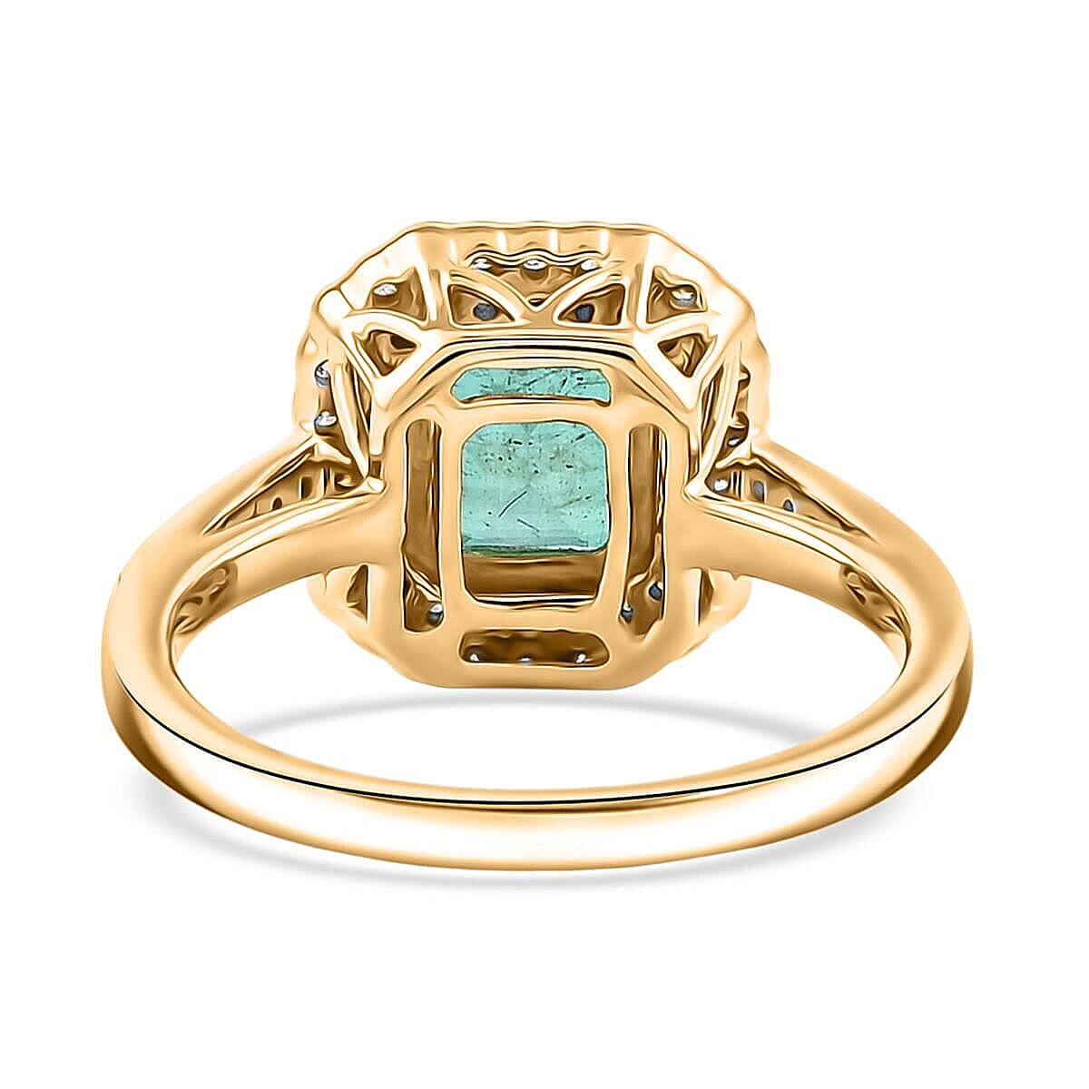 Certified & Appraised Luxoro 10K Yellow Gold AAA Kagem Zambian Emerald, Diamond (I2) (0.17 cts) Ring (Size 5.0) 2.02 ctw image number 4