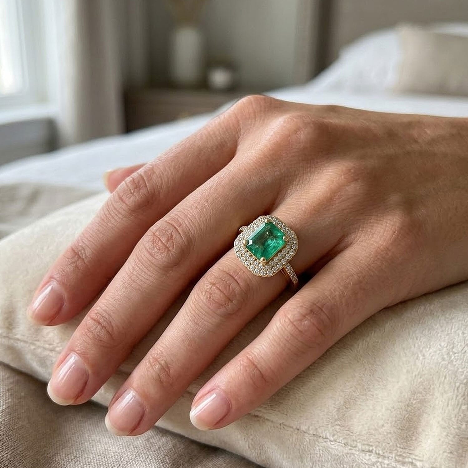 Certified & Appraised Luxoro AAA Kagem Zambian Emerald and I2 Diamond 2.02 ctw Ring in 10K Yellow Gold (Size 10.0)