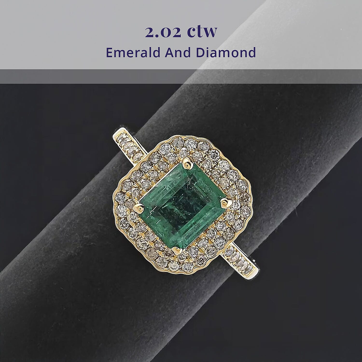 Certified & Appraised Luxoro AAA Gemfield Zambian Emerald and I2 Diamond 2.02 ctw Ring in 10K Yellow Gold (Size 6.0)