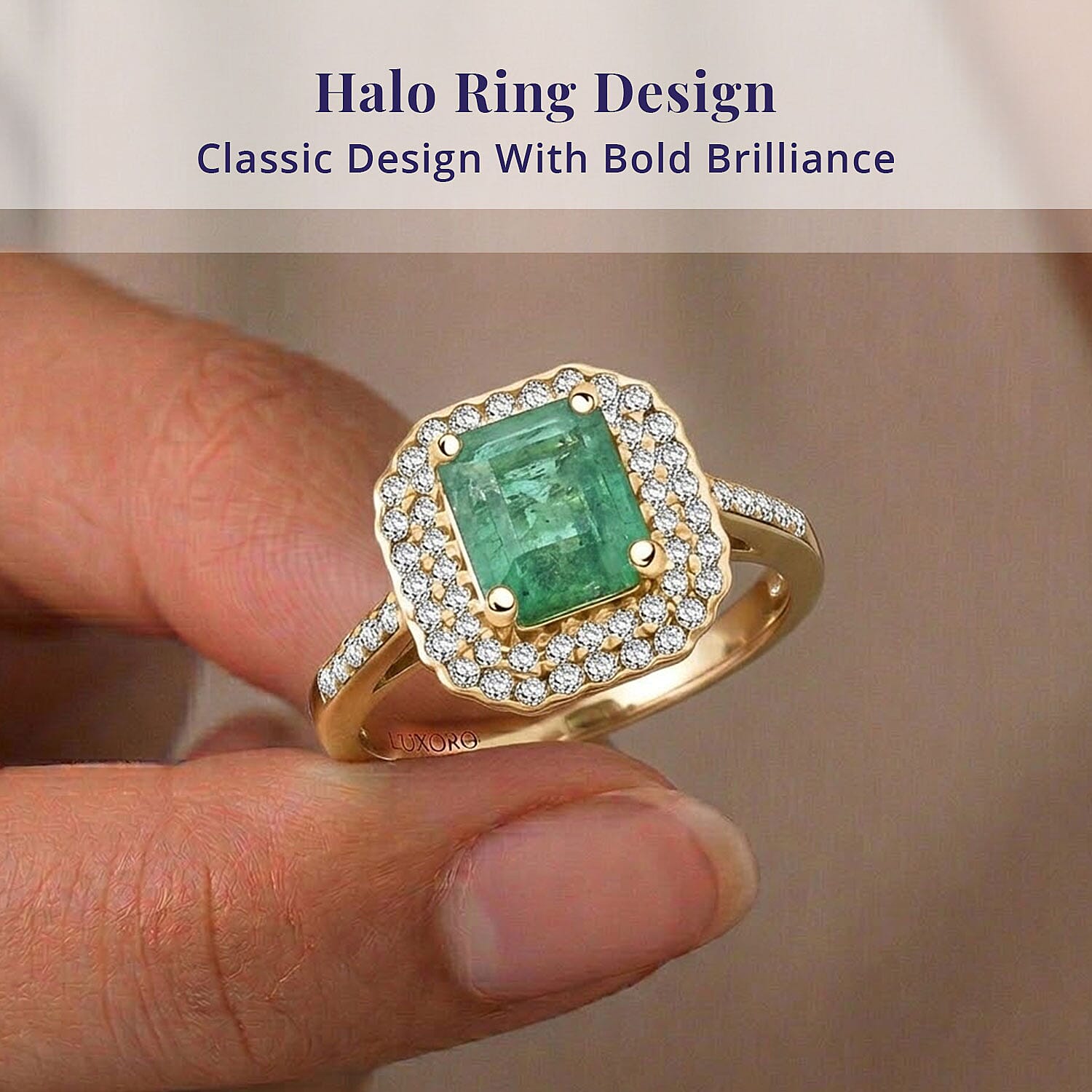 Certified & Appraised Luxoro AAA Gemfield Zambian Emerald and I2 Diamond 2.02 ctw Ring in 10K Yellow Gold (Size 6.0)