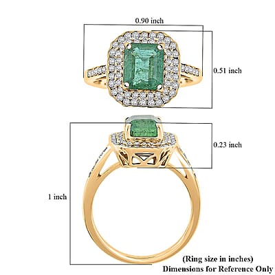 Certified & Appraised Luxoro AAA Gemfield Zambian Emerald and I2 Diamond 2.02 ctw Ring in 10K Yellow Gold (Size 6.0)
