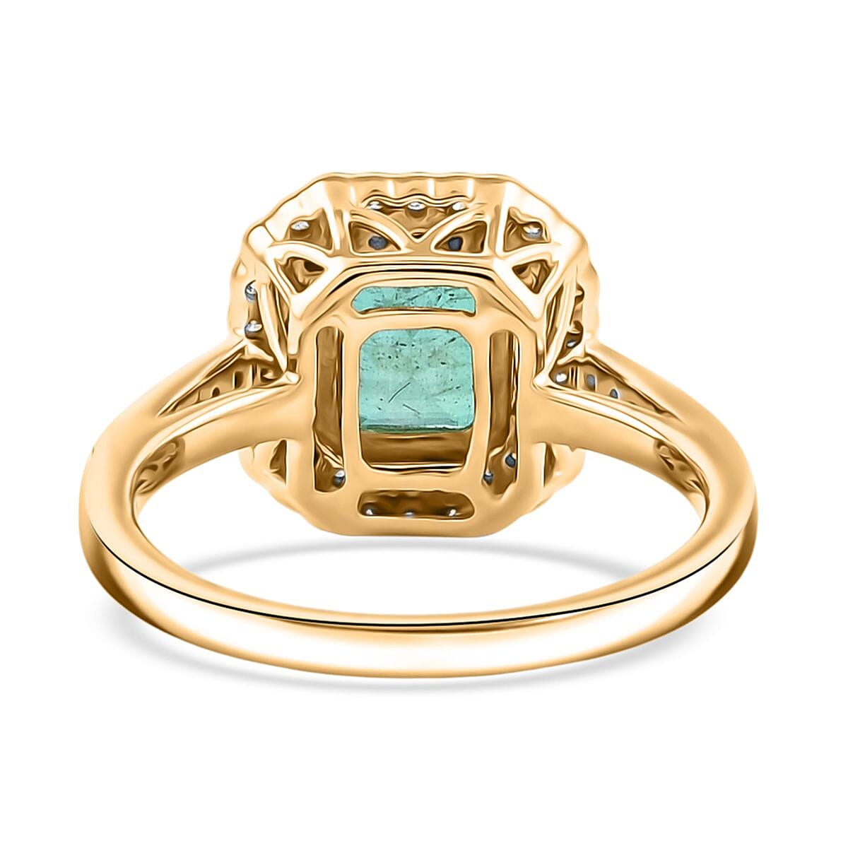 Certified & Appraised Luxoro AAA Gemfield Zambian Emerald and I2 Diamond 2.02 ctw Ring in 10K Yellow Gold (Size 7.0) image number 4