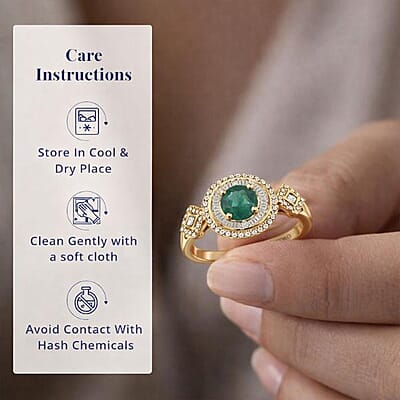 Certified & Appraised Luxoro 10K Yellow Gold AAA Kagem Zambian Emerald, Diamond (I2) (0.64 cts) Ring (Size 11.0) (4.20 g) 2.00 ctw