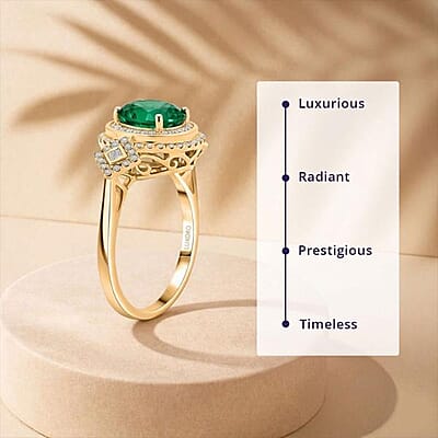 Certified & Appraised Luxoro 10K Yellow Gold AAA Kagem Zambian Emerald, Diamond (I2) (0.64 cts) Ring (Size 12.0) (4.20 g) 2.00 ctw