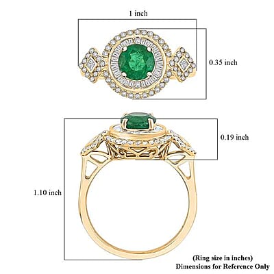 Certified & Appraised Luxoro 10K Yellow Gold AAA Kagem Zambian Emerald, Diamond (I2) (0.64 cts) Ring (Size 12.0) (4.20 g) 2.00 ctw
