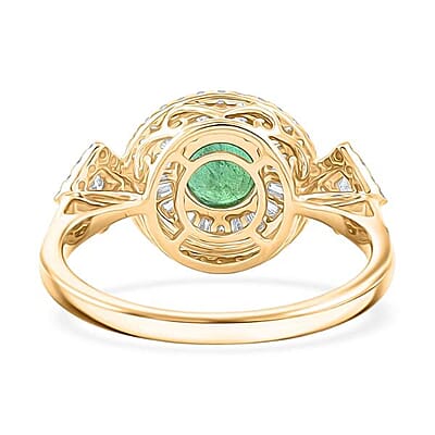 Certified & Appraised Luxoro 10K Yellow Gold AAA Kagem Zambian Emerald, Diamond (I2) (0.64 cts) Ring (Size 12.0) (4.20 g) 2.00 ctw