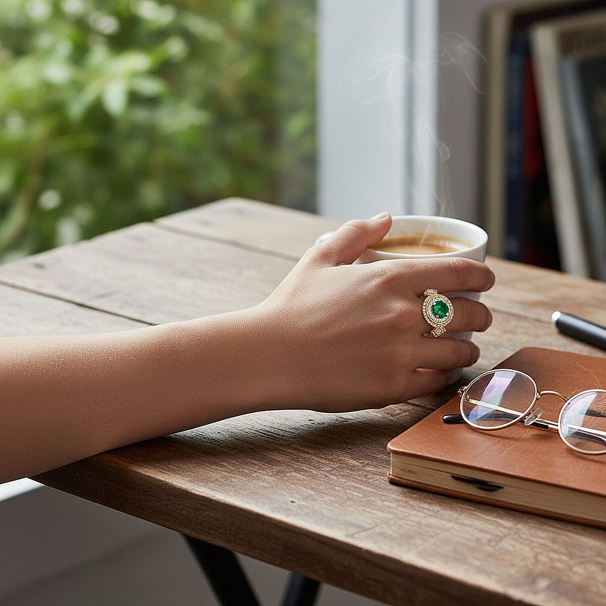 Certified & Appraised Luxoro 10K Yellow Gold AAA Kagem Zambian Emerald, Diamond (I2) (0.64 cts) Ring (Size 5.0) (4.20 g) 2.00 ctw image number 2