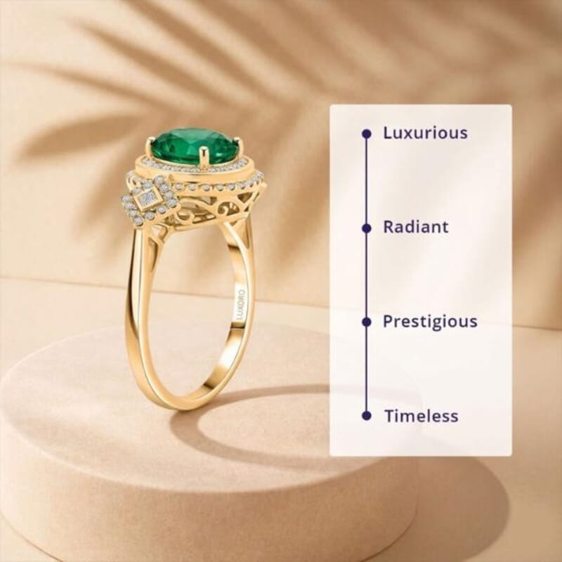 Certified & Appraised Luxoro 10K Yellow Gold AAA Kagem Zambian Emerald, Diamond (I2) (0.64 cts) Ring (Size 5.0) (4.20 g) 2.00 ctw