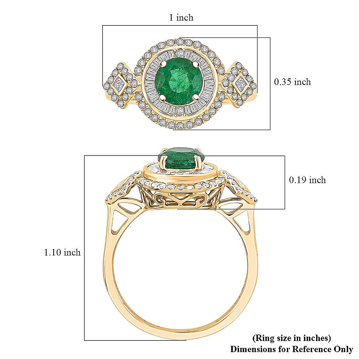 Certified & Appraised Luxoro 10K Yellow Gold AAA Kagem Zambian Emerald, Diamond (I2) (0.64 cts) Ring (Size 5.0) (4.20 g) 2.00 ctw image number 5