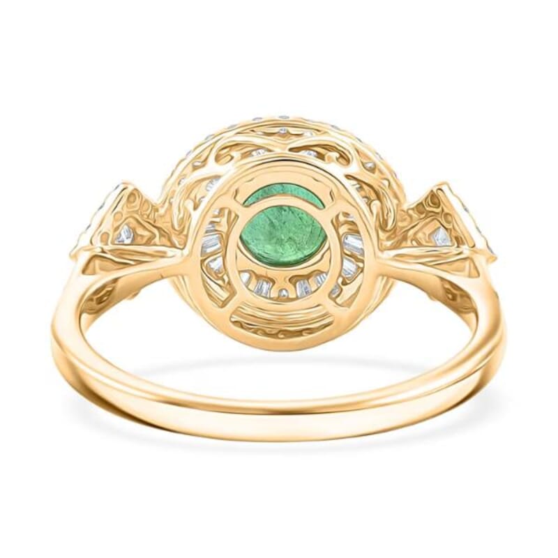 Certified & Appraised Luxoro 10K Yellow Gold AAA Kagem Zambian Emerald, Diamond (I2) (0.64 cts) Ring (Size 5.0) (4.20 g) 2.00 ctw
